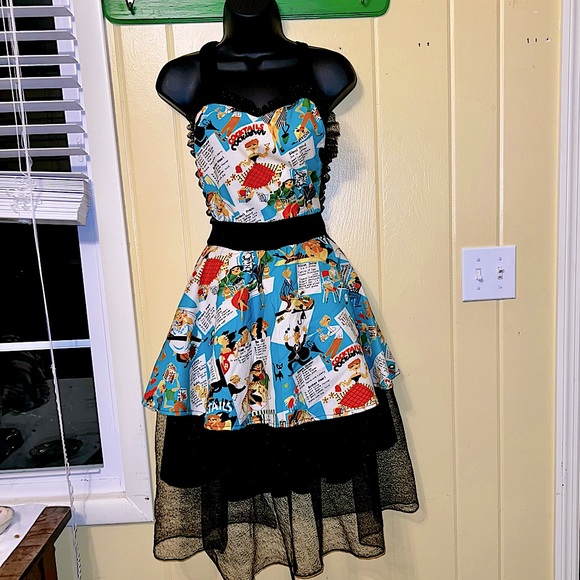 Vintage Cocktail Recipes Apron Black Sequins Lace & Sheer Trim - Picture 3 of 13